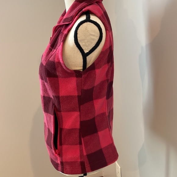 Columbia Fleece Vest SZ M Pink Flannel Full Zip Soft and Warm Women - Picture 7 of 14